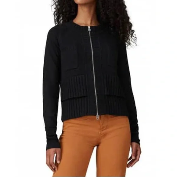 KaufmanFranco Black Zip Knit Cardigan Jacket - Picture 10 of 10